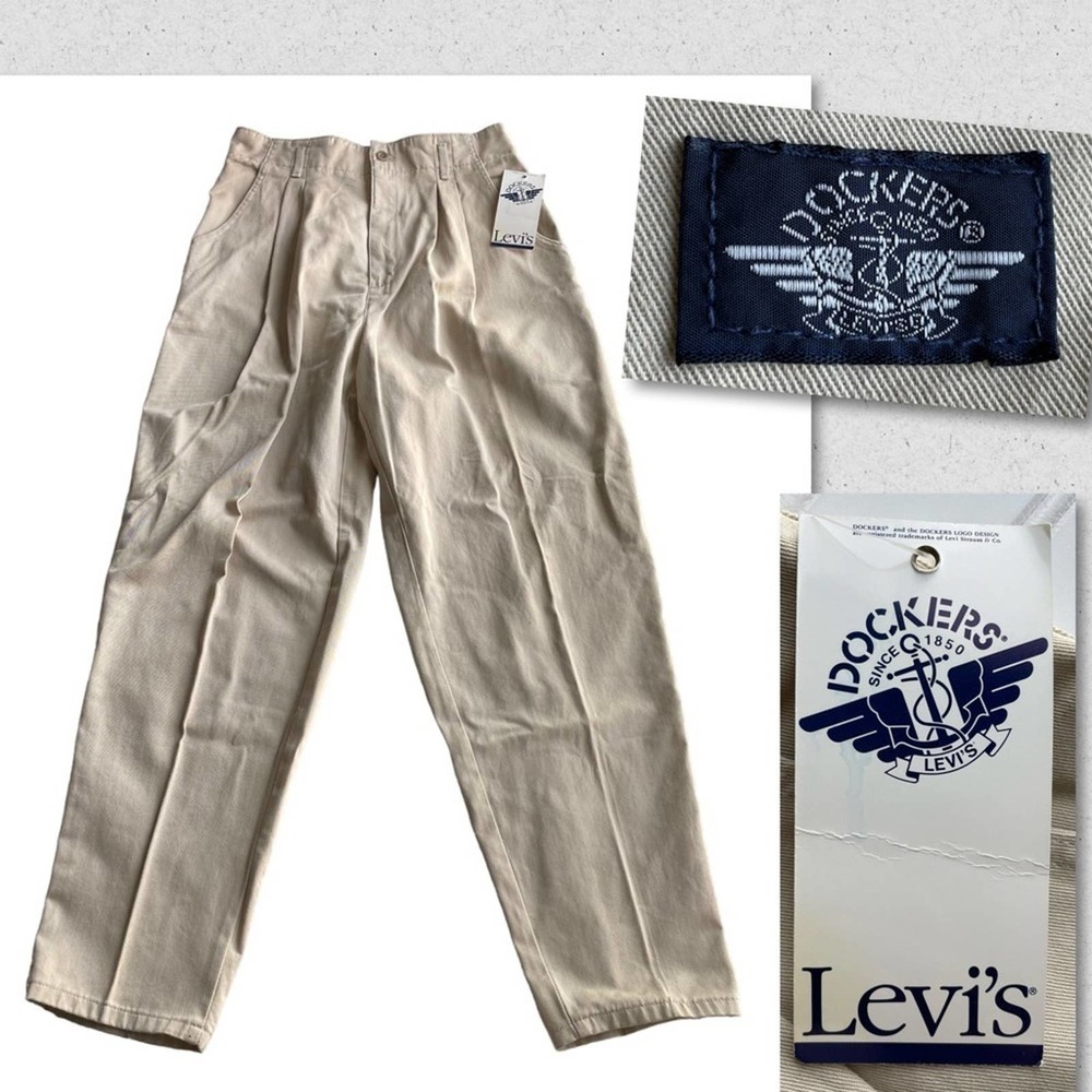 Levis Dockers Vintage Twill Classics Trouser Pant Khaki Tan Size 12 Dead stock